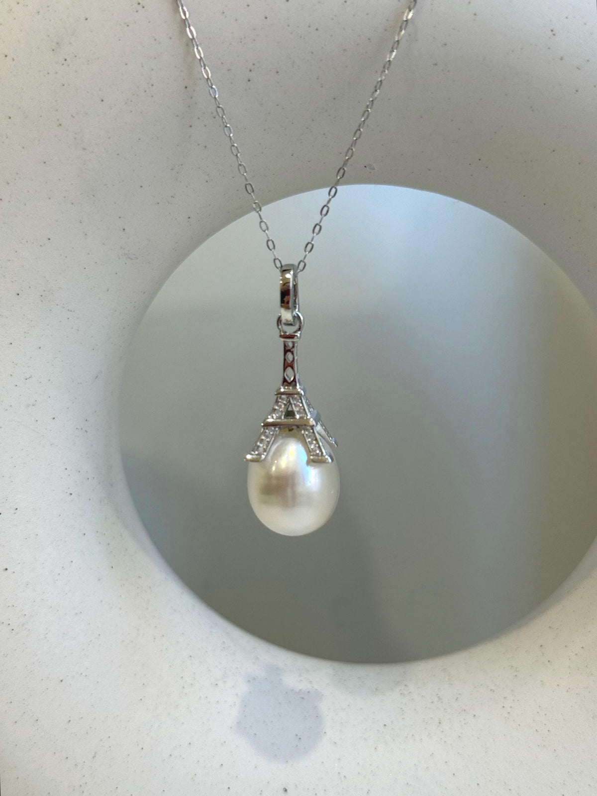 12.5mm Extreme luster Australian Ocean white Pearl S925 silver vintage pendant necklace set unique gift for her.