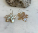 Large Natural Metallic Iridescent Shell S925 silver vintage cool floral earring Hoops gift for her. 4.9cm high