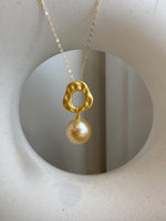 13.3mm Insale Strong luster South Sea ultra Golden ocean Pearl S925 silver vintage pendant chain Anniversary birthday Gift for her