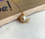 12.3mm Insale Extreme luster mirrored South Sea light Golden ocean Pearl S925 silver whale pendant chain Anniversary birthday Gift for her