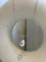 DDP 12.3x14.6mm Extreme luster Australian Ocean white silver Pearl S925 silver vintage pendant necklace set.
