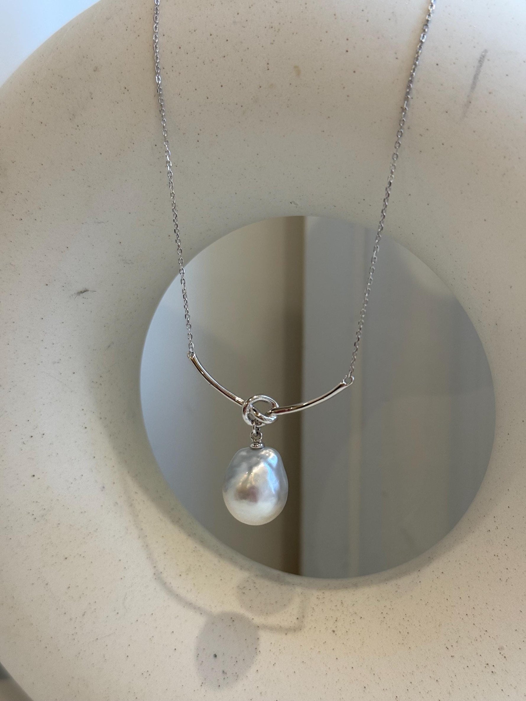 DDP 12.3x14.6mm Extreme luster Australian Ocean white silver Pearl S925 silver vintage pendant necklace set.