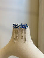 S925 Silver Blue Floral Chandelier Earrings: Vintage Style (Not for seperate purchase.)