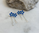 S925 Silver Blue Floral Chandelier Earrings: Vintage Style (Not for seperate purchase.)
