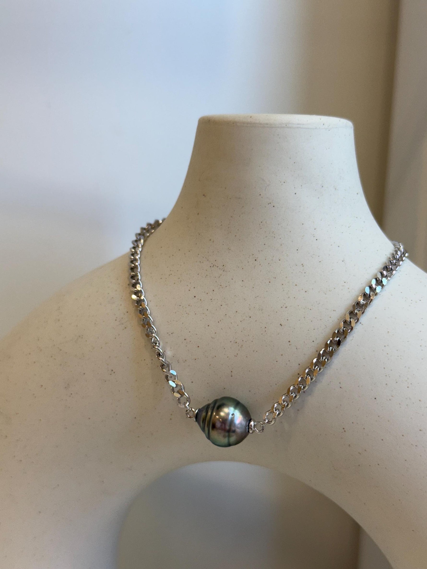 10.2mm Extreme luster mirrored Tahitian Ocean Saltwater Elegant Silver green Pearl s925 silver adjustable daily bracelet.