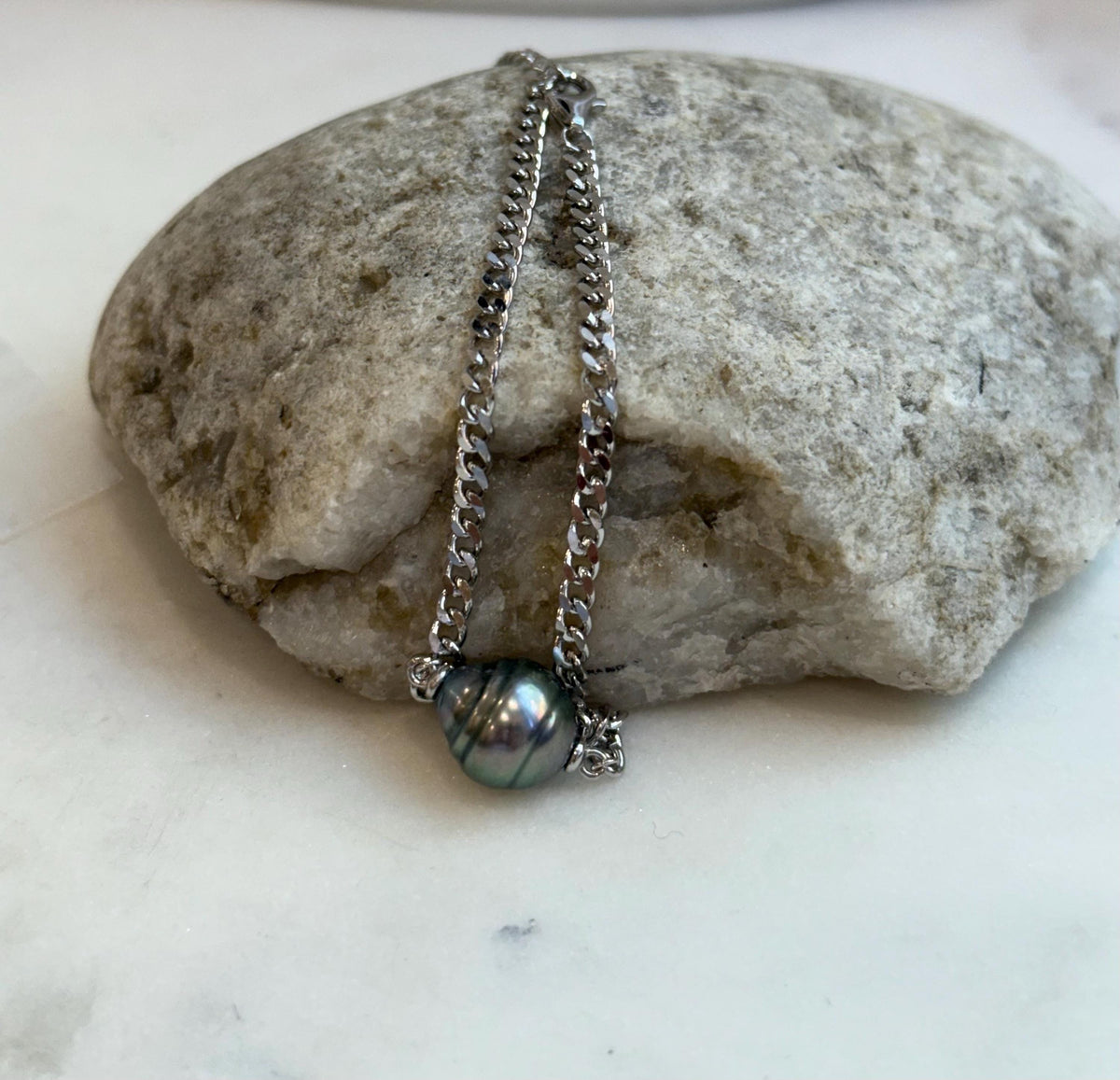10.2mm Extreme luster mirrored Tahitian Ocean Saltwater Elegant Silver green Pearl s925 silver adjustable daily bracelet.