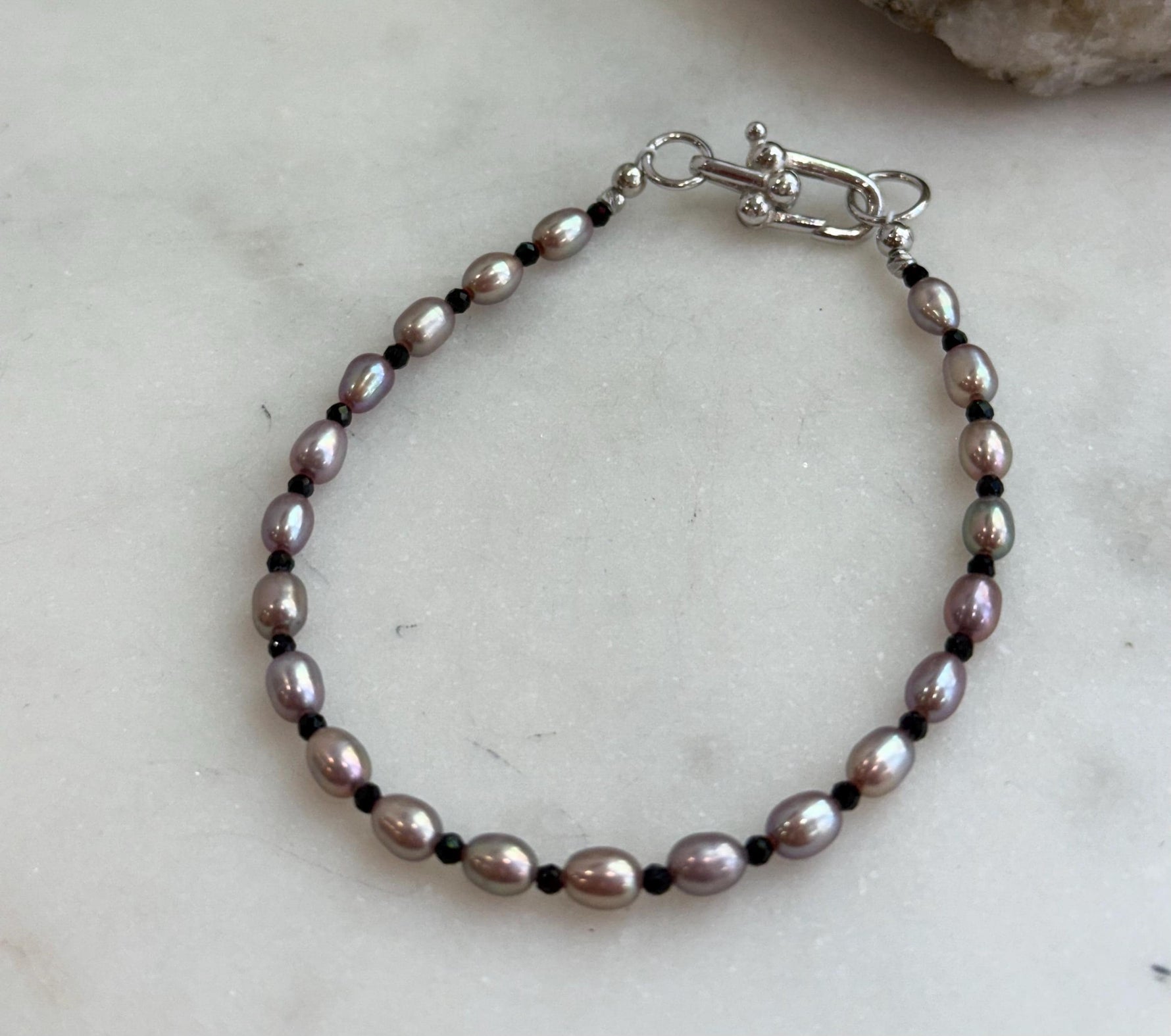 In Sale Minimalist Freshwater Metallic Lavender Rose Small Pearls Exceptional S925 silver Bracelet 3.9-4.1mm 7.3” for her office wear
