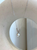 8.3mm Extreme luster Akoya silver blue Ocean Pearl s925 silver beads pendant Necklace chain set.