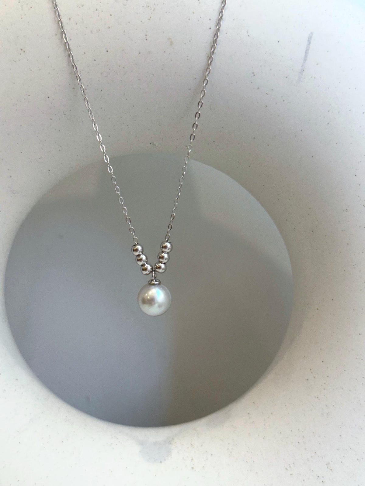 8.3mm Extreme luster Akoya silver blue Ocean Pearl s925 silver beads pendant Necklace chain set. gift for her