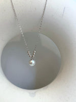 8.3mm Extreme luster Akoya silver blue Ocean Pearl s925 silver beads pendant Necklace chain set. gift for her