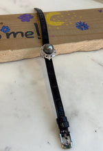 Tahitian Ocean Pearl Leather Strap Bracelet: 11.6mm extreme luster mirrored Platinum pearl, for 6.1”- 8” wrist.