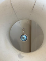 Insale strong luster purple green blue iridescent ocean Mabe dazzling s925 silver earrings & pendant necklace set. Gift for her birthday.
