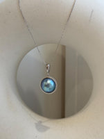 Insale strong luster purple green blue iridescent ocean Mabe dazzling s925 silver earrings & pendant necklace set. Gift for her birthday.