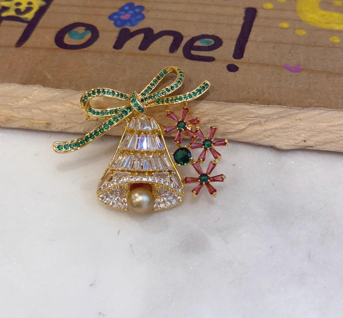 South sea golden pearl brooch: Extreme luster mirrored effect,7.3mm, deep gold pearl. Christmas Brooch.