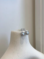 8.2mm Au750 18K Gold Akoya round Blue Silver Extreme luster natural ocean pearls minimalist earrings Gold stud Daily earrings