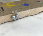 8.2mm Au750 18K Gold Akoya round Blue Silver Extreme luster natural ocean pearls minimalist earrings Gold stud Daily earrings