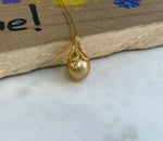 13.1mm Insale Extreme luster South Sea deep deep Golden ocean Pearl S925 silver mermaid tail pendant chain Anniversary birthday Gift for her