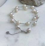 17pcs Extreme luster Akoya Ocean White pearls Satellite Exceptional Elegant s925 silver Necklace set for her. To 20”
