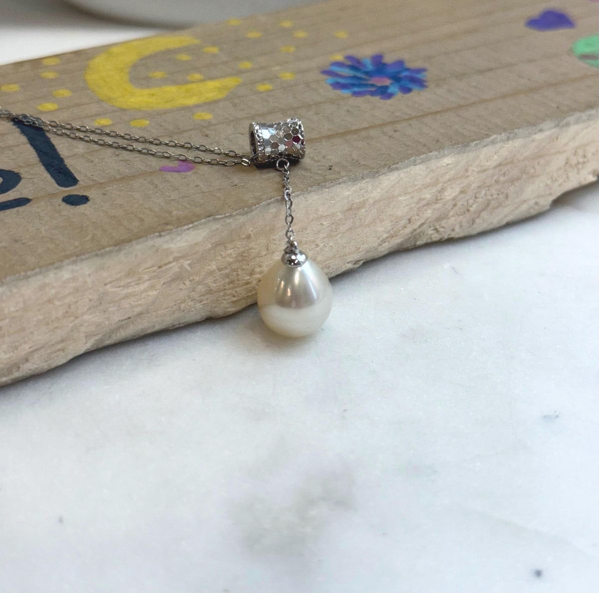Australian Ocean White Pearl Pendant: Extreme luster mirrored effect, 11.1mm, 4cm high, S925 silver cool pendant necklace set. for her anniversary