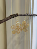 Large Natural Metallic Iridescent Shell S925 silver vintage cool floral earring Hoops gift for her. 4.9cm high