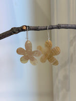 Large Natural Metallic Iridescent Shell S925 silver vintage cool floral earring Hoops gift for her. 4.9cm high