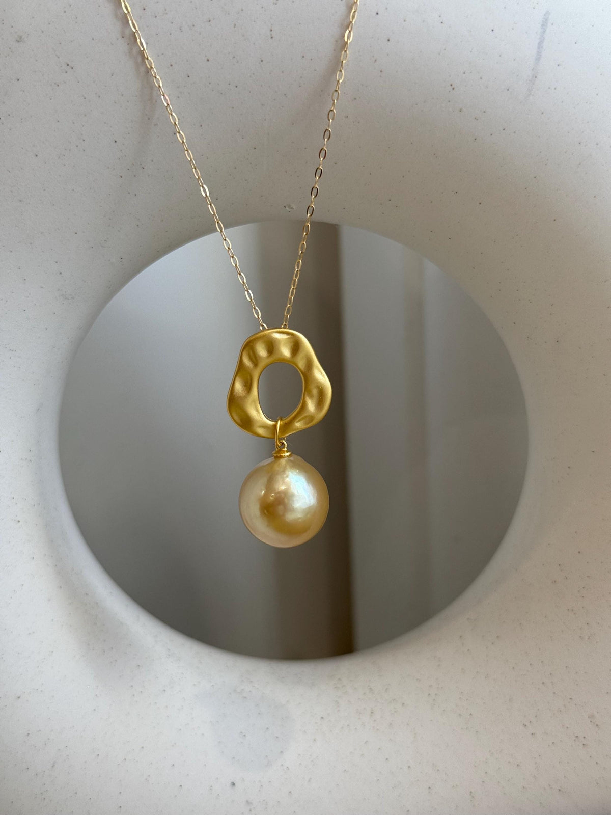13.3mm Insale Strong luster South Sea ultra Golden ocean Pearl S925 silver vintage pendant chain Anniversary birthday Gift for her