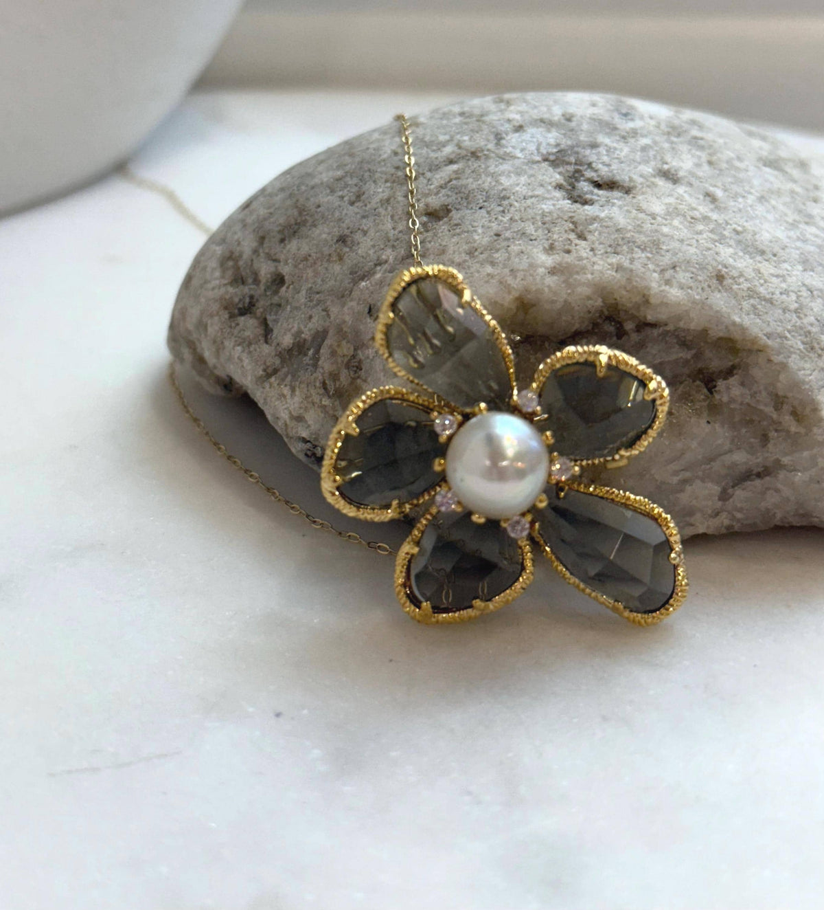 South sea golden pearl brooch pendant 2in1: Extreme luster, 9.5mm, cream pearl. Floral design Brooch. for her birthday
