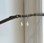 Freshwater Peanut Keshi Pearls Earrings Hoops: Extreme luster mirrored, 6.5mm, ivory silver. S925 silver hoops.