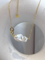 Insale White Iridescent baroque pearl Pendant Necklace Set: Extreme luster, 16.4x30mm, S925 silver Cool pendant chain necklace set. for her daily wear