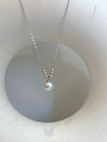 8.3mm Extreme luster Akoya silver blue Ocean Pearl s925 silver beads pendant Necklace chain set. gift for her anniversary