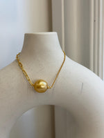 12.8mm South Sea Golden Pearl Bracelet: Strong luster, ultra gold, to 7.4”. No tariffs.