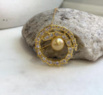 South Sea Golden Pearl Snake Brooch Pendant 2in1: 11.4mm 3.6cm dia, cool. s925 silver chain for seperate purchase.