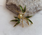 South Sea Golden Pearl Bamboo Brooch Pendant 2in1: 9.6x10.6mm, extreme luster mirrored, 5x5cm. with s925 silver chain.