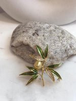South Sea Golden Pearl Bamboo Brooch Pendant 2in1: 9.6x10.6mm, extreme luster mirrored, 5x5cm. with s925 silver chain. for her birthday