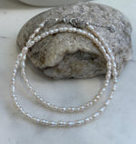 3.4-3.8mm extremely strong luster Freshwater white peanut keshi Pearls strand Necklace unique anniversary gift. to 17.7” for her daily wear
