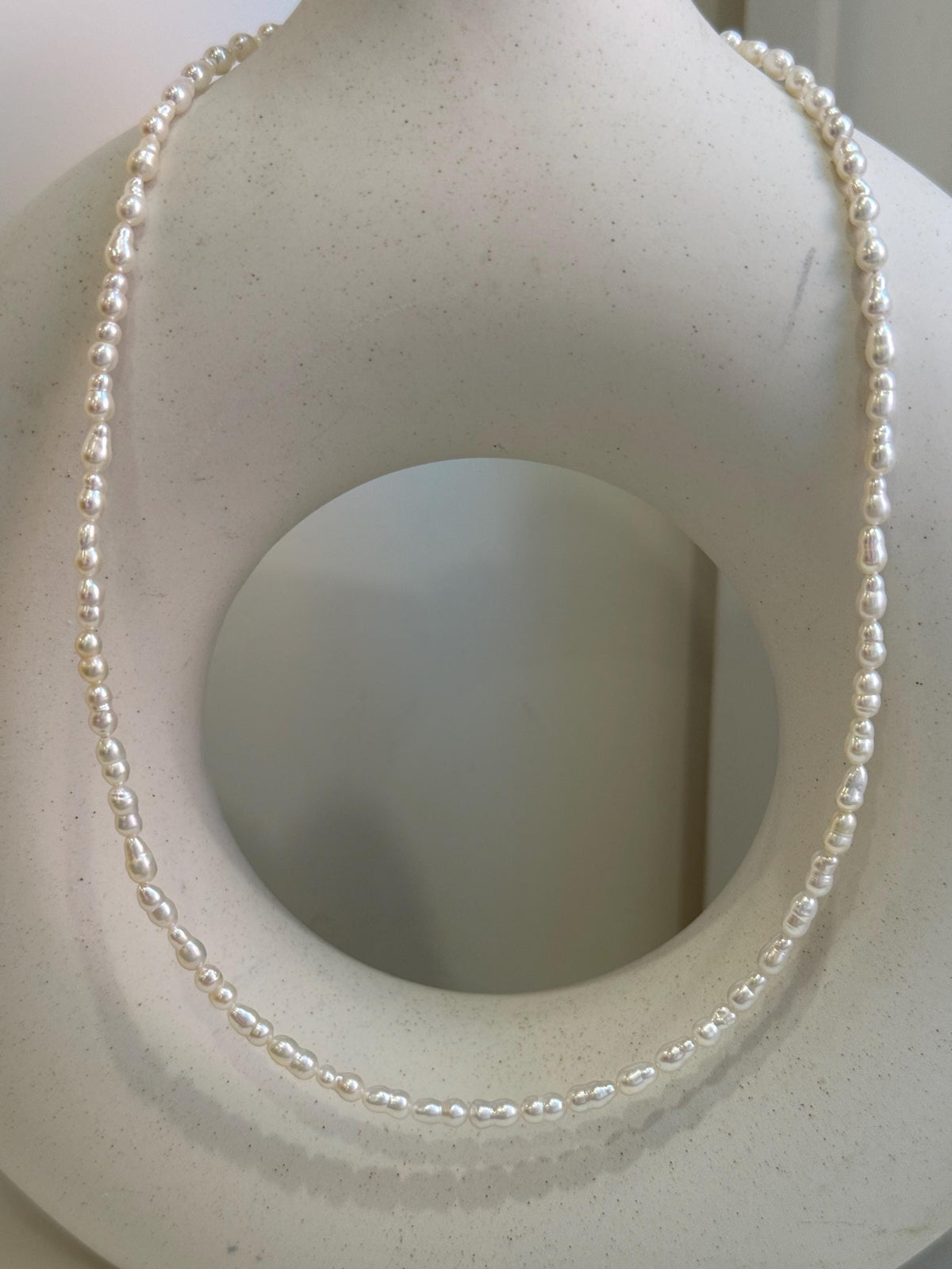 3.4-3.8mm extremely strong luster Freshwater white peanut keshi Pearls strand Necklace unique anniversary gift. to 17.7”