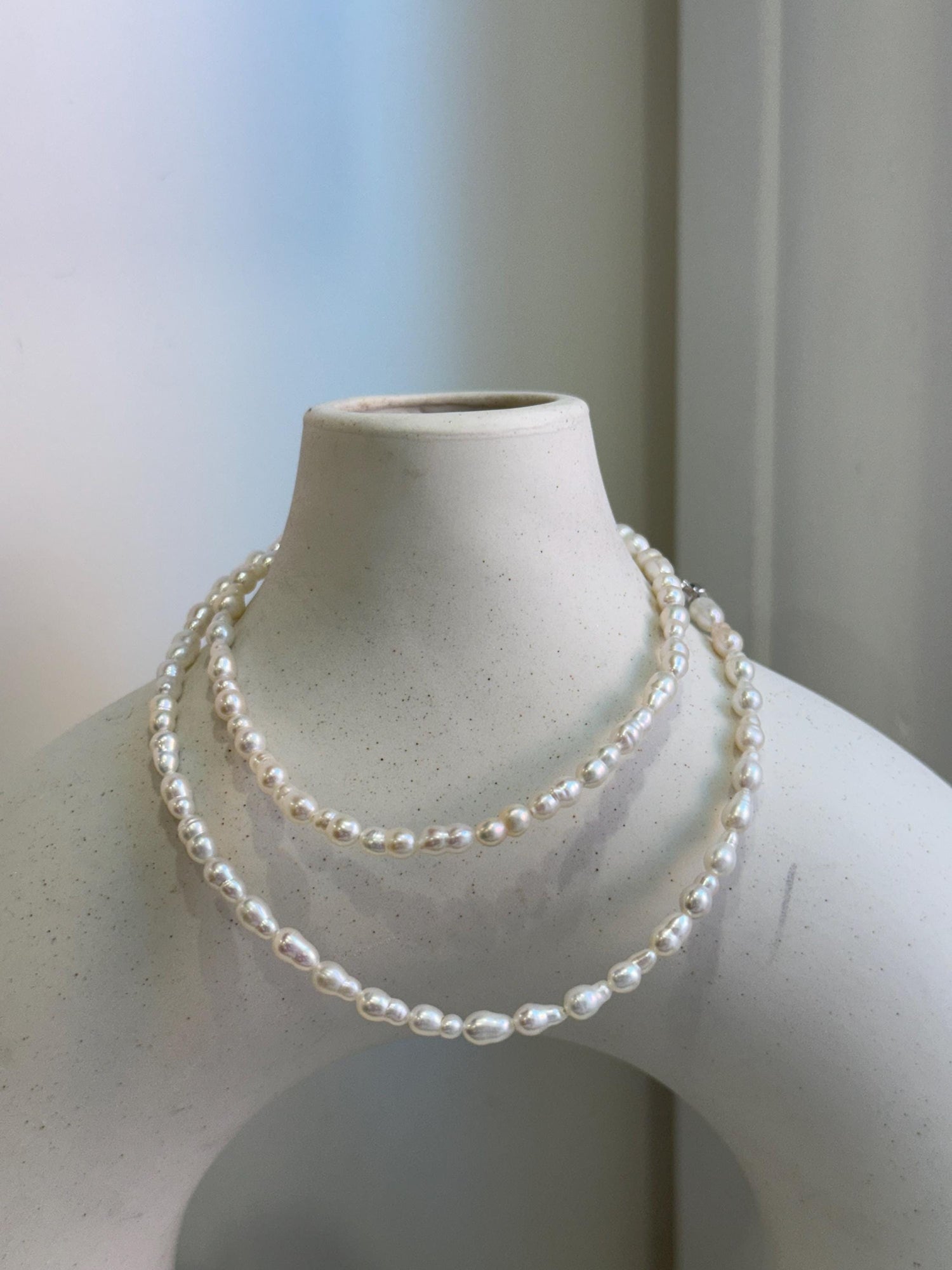 3.4-3.8mm extremely strong luster Freshwater white peanut keshi Pearls strand Necklace unique anniversary gift. to 17.7”