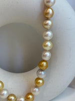 33pcs Strong luster South Sea Golden Australian Ocean White Pearls Necklace Strand: 10.7-12.8mm. Hand knotted 17.3” for her wedding gift