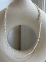 Not for seperate purchase. White small pearls necklace strand: Strong luster, 3.5-4mm long side, white iridescent Keshi pearls, s925 silver, to 16.9”.