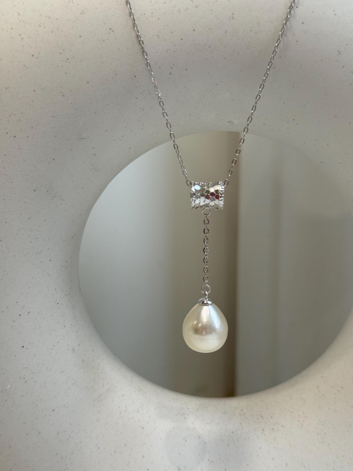 Australian Ocean White Pearl Pendant: Extreme luster mirrored effect, 11.1mm, 4cm high, S925 silver cool pendant necklace set.