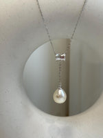 Australian Ocean White Pearl Pendant: Extreme luster mirrored effect, 11.1mm, 4cm high, S925 silver cool pendant necklace set.