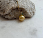 Au750 18K Gold South Sea Golden Ocean Pearl Pendant: 12.3mm, Extreme luster mirrored effect, Genius Green Jade. for her anniversary