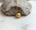 Au750 18K Gold South Sea Golden Ocean Pearl Pendant: 12.3mm, Extreme luster mirrored effect, Genius Green Jade. for her birthday