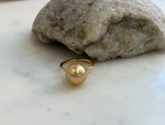 Au750 18K South sea golden ocean Pearl Gold Ring:  Extreme luster mirrored effect, 11.1mm, ultra golden pearl, 