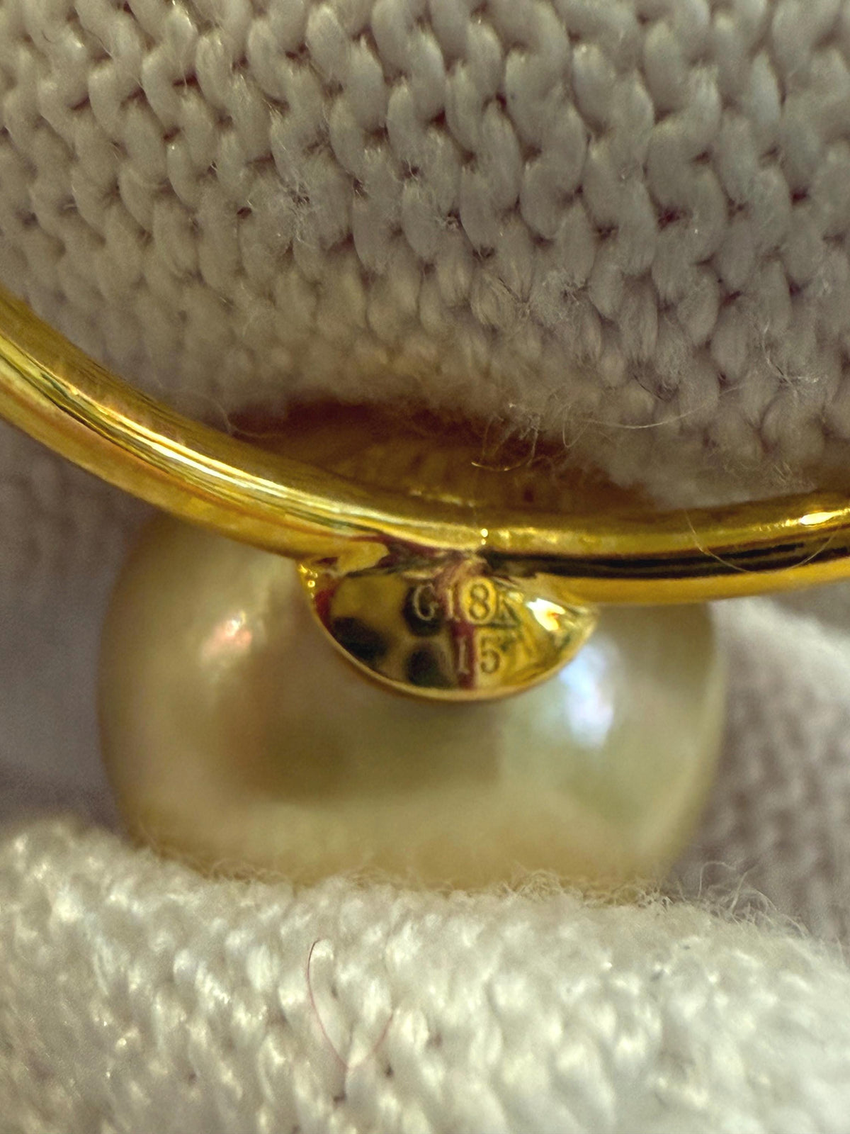 Au750 18K South sea golden ocean Pearl Gold Ring:  Extreme luster mirrored effect, 11.1mm, ultra golden pearl, 