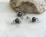 Whole set! Tahitian ocean pearls Pendant Earrings Set: Extreme luster mirrored effect, 8.3-9mm, S925 silver pendant necklace earrings set.