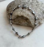 Au750 18K gold Tahitian Ocean Keshi Pearls Bracelet: Strong luster, silver platinum, 3.6-4.7mm, 18k Gold beads clips, 7.2” long. No tariffs for her birthday