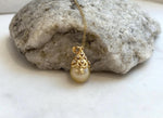 South sea golden Pearl Vintage Pendant: Strong luster, 10.8mm, 2.3cm high, S925 silver with zircon Pendant with silver chain.  for her daily wear