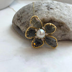 South sea golden pearl brooch pendant 2in1: Extreme luster, 9.5mm, cream pearl. Floral design Brooch. for her daily wear