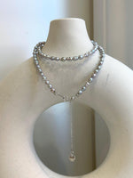 Silver Blue color Pink Hue Small pearls necklace choker:  Extreme luster, to 17.7”, S925 silver clasp.